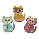 100PCs Natural Wooden Buttons Cute Cat Shape Decorative Sewing Buttons 2 Ho G1L3