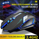 USB Rechargeable Wireless Mouse 2.4GHz Gaming Mice Adjustable DPI PC Laptop bs