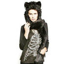 Fur Hat Fluffy Plush Cap Ear Hood Shawl Glove Unisex