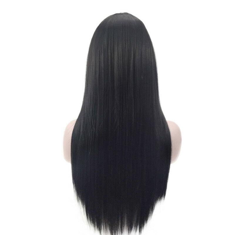 Womens Long Ladies Black Long Straight Natural Wig Hair Full Wigs For Party KBA