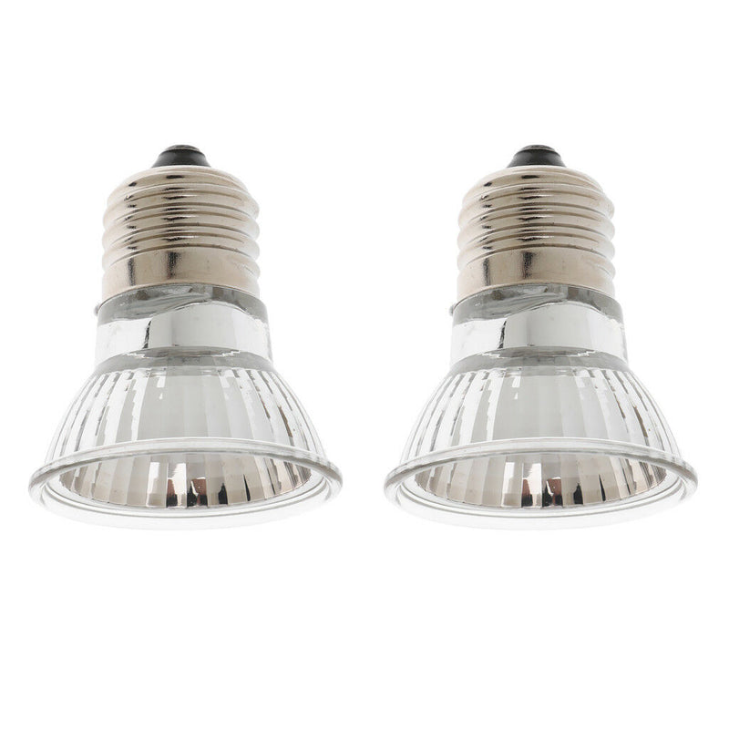 2pcs E27 UVA UVB Reptile Heating Spotlights Basking Lamp Halogen Bulb 50W