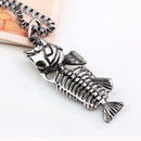 Fish Bone Pendant Necklace Men Fashion Clavicle Long Chain Jewelry Gifts