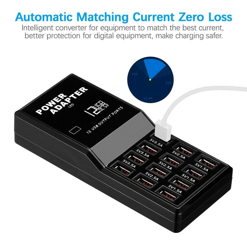 Multi Port USB Charger 12 Ports AC Adapter Travel Wall Hub Charging Station US