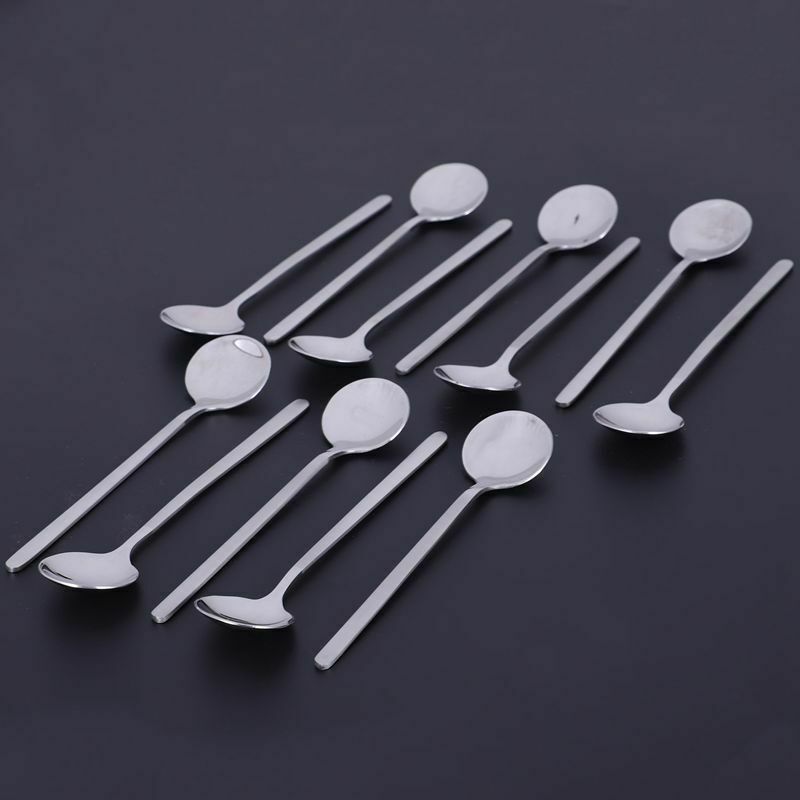 12pcs/Set Round Shape Coffee Spoon Stainless Steel Mini Teaspoons Sugar Des Y8C1