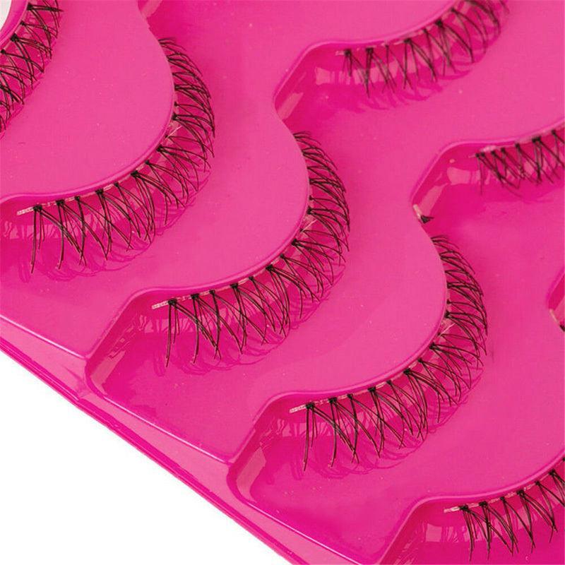 5Pairs Handmade Soft Black Eye Lashes Under Bottom Natural Cross False Eyelashes