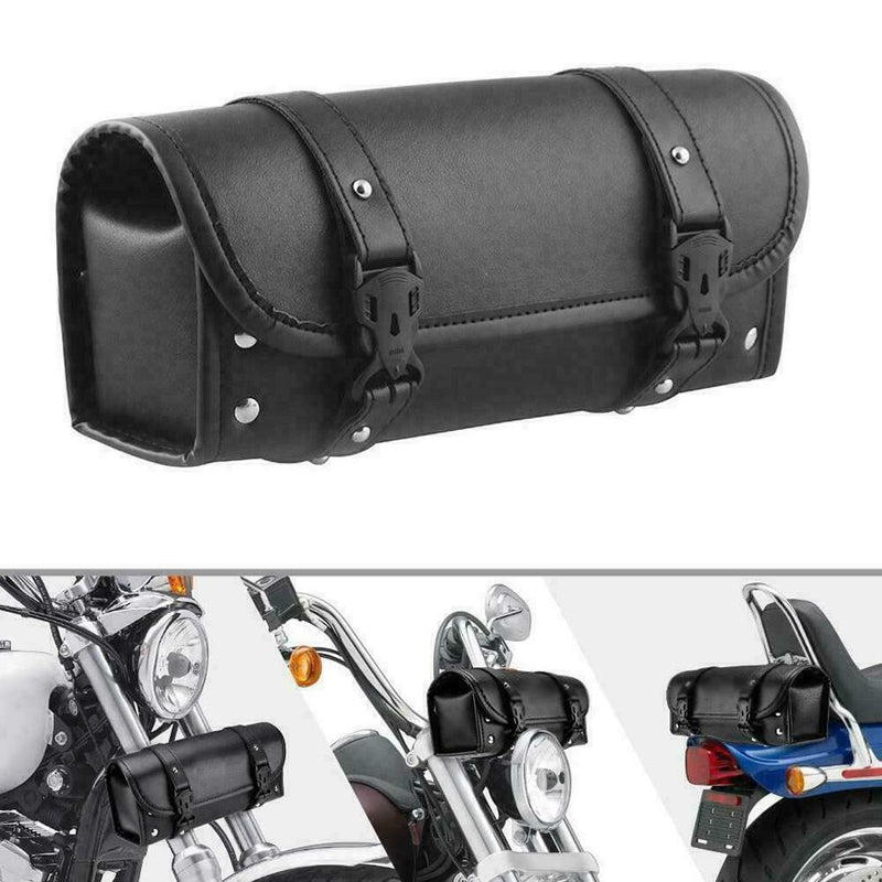 Universal PU Leather Bar Bags Motorcycle Side Bags Saddlebag Barrel Roll R3E4