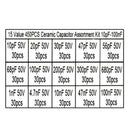 450Pc 15Value 10~100uF Ceramic Disc Capacitor DIP Monolithic MLCC Assortme SCF