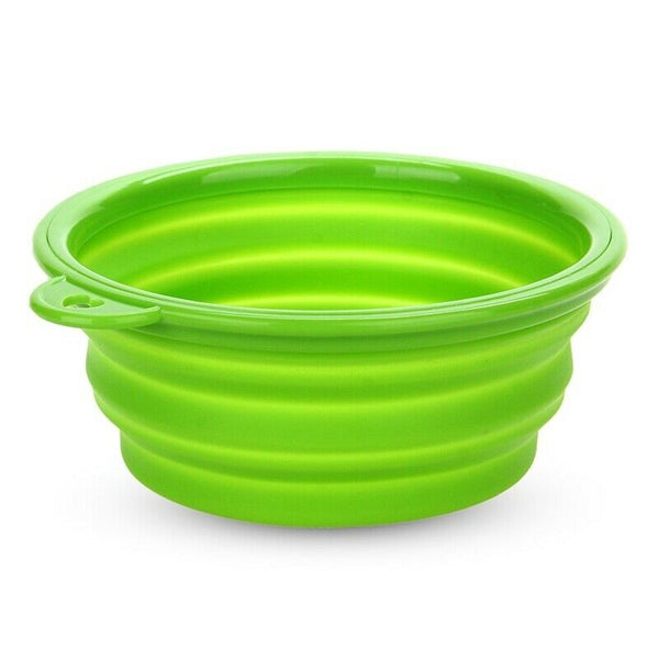 Bowl Feeder Foldable Silicone green for Dog Cat Pet
