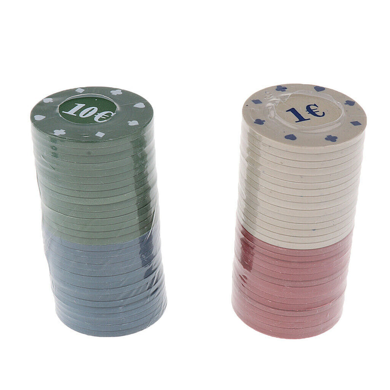 100 Pieces Poker Chips+Dealer Button with Chip Tray Professional Casino Game