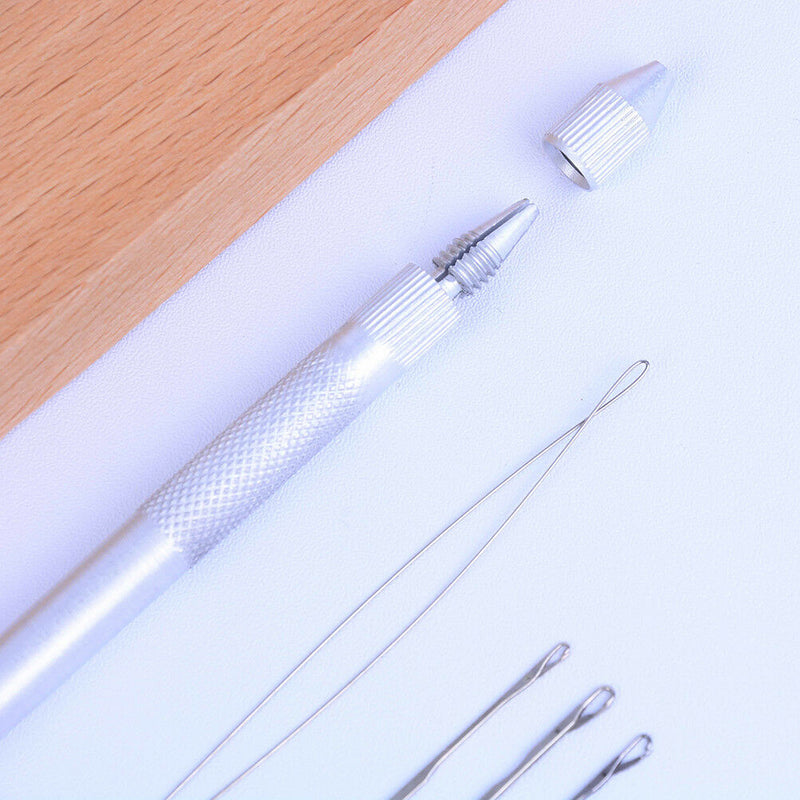 Hair Extension Hook Pulling Tool Kit Needle Threader Micro Ring Beads Loop ho Bj