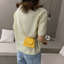 Pure Color Leather Mini Shoulder Bags Women Chain Messenger Bags (Yellow)