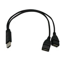 USB 2.0 A Male to 2 Dual USB Female Jack Y Splitter Hub Power Cable Cord