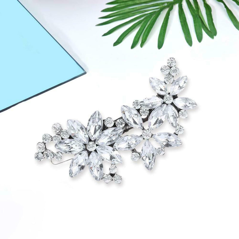 Crystal Flower Hair Clips Rhinestone Barrettes Bride Hairpins Hair Jewelry