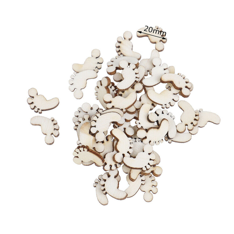 50Pcs DIY Wooden Foot Shaped Natural Wood Decoration Hand-made Graffiti ChipsOZ