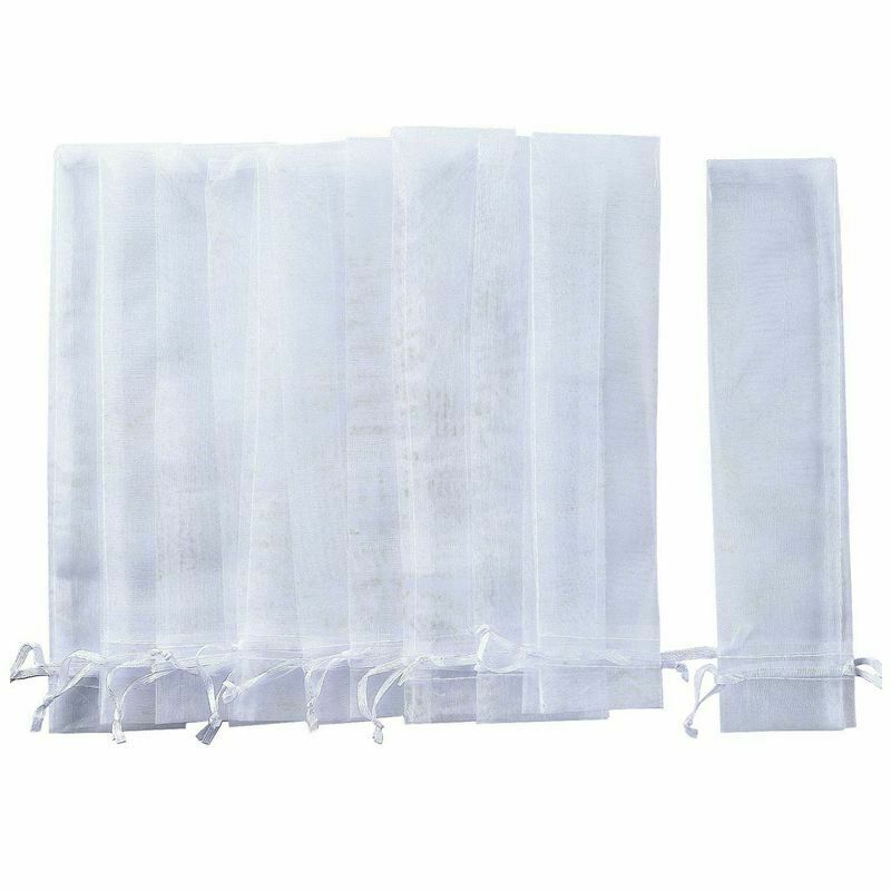 100 Pack Folding Hand Fan Pouch Drawstring Organza Bags Folding Fan Pocket  B4I7