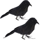 2x Black Feather Bird Artificial Simulation Birds Xmas Prop Home Yard Decor