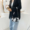 Cow Print PU Women Handbag Tote Acrylic Chain Underarm Shoulder Bag (White)