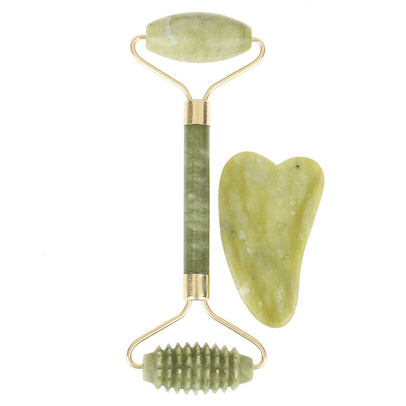 Facial Massage Roller Double Heads Jade Stone Face Body Skin RelaxationJ Bj