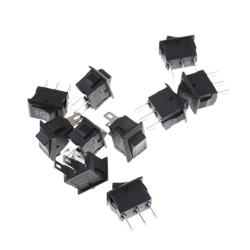 10PCS KCD11 3A/250V 3 Pin SPDT ON-OFF-ON 3 Position Snap Rocker Switch S Ew