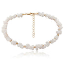 Natural Stone Beads Necklace Crystal Chain Choker Lady Jewelry Gift (White) A