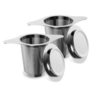 Tea Infuser, of 2 Long-Handled Stainless Steel Tea Filter with Lid and Doub N1B9