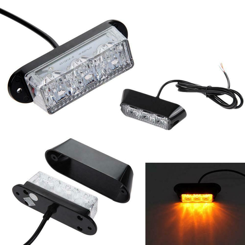 2x 3LED Amber Strobe Flashing Lights Recovery Breakdown Car Truck Lorry