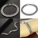 Mens Stainless Steel Chain Classic Bracelet Curb Link Fashion Wristband 19CM