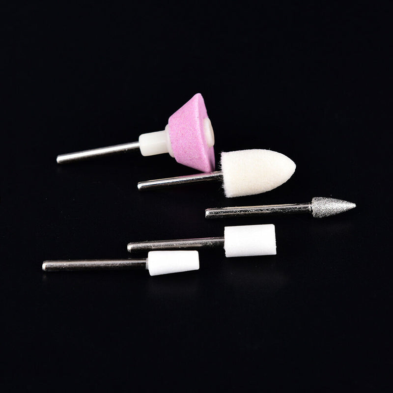 5 Bits Drill Buffer File Polishing Sanding Grinding Head Manicure Nail Art To Gw