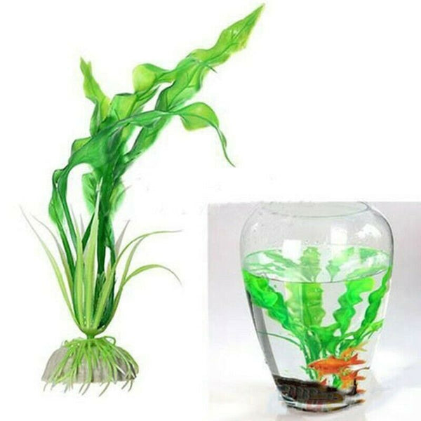 Green Artificial Plastic Grass Fish Tank Ornament Water Plant Aquarium Deco J4D9