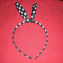 Black Cutely Rabbit Ear White Polka Dot Bowknot Alice Headband/Headwrap +Ke G9D9