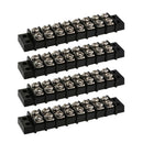 4 Pcs 8 Positions Dual Row 30A Screw Terminal Strip Blocks Barrier Strip (Black)