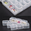 21 Slots Plastic Clear Manicure Accessory Storage Box Case Beads Organizer