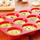 12 Cup Silicone Muffin Cupcake Baking Pan Non Stick Dishwasher Microwave SafeY5