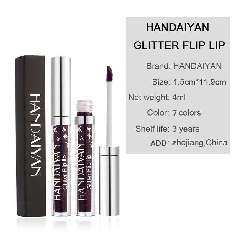 Handaiyan Shiny Lip Gloss Shimmer Lip Tint Matte To Glitter Liquid Lipstick M7D3