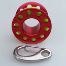 Alloy Scuba Diving Finger Reel Spool with Bolt Snap&10m Fiber Line red