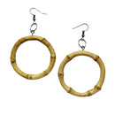 1 Pair Classic Country Fresh Natural Bamboo Round Hoop Dangle Hook Earrings