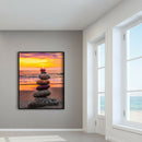 Diamond Painting Beach Sunset Stacked Rocks DIY Full Round Picture 30x40cm
