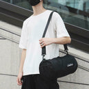 Women Barrel-Shaped Sports Gym Shoulder Bag Waterproof Nylon Bags (Black) A