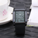 Unisex Watch Date Digital Quartz Waterproof LED Colorful Watch (Black)