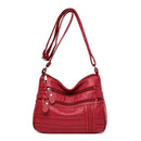 Fashion Messenger Bag Women PU Leather Soft Purse Shoulder Handbag (Red)