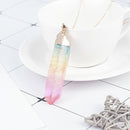 New Rock Chakra Natural Crystal Necklace Irregular Rainbow Stone Pendant Chain