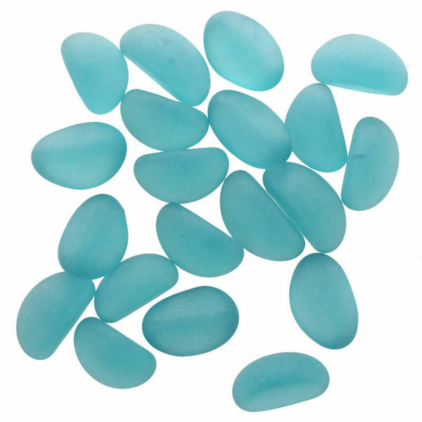 20-Piece Glass Pebble Stones Aquarium Floor Ornament, Blue