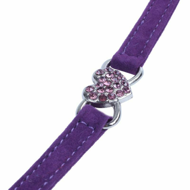 Heart charm and bell cat collar safety elastic adjustable with soft velvet  H8R9