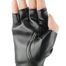 BLACK LEATHER LOOK FINGERLESS GLOVES FANCY DRESS