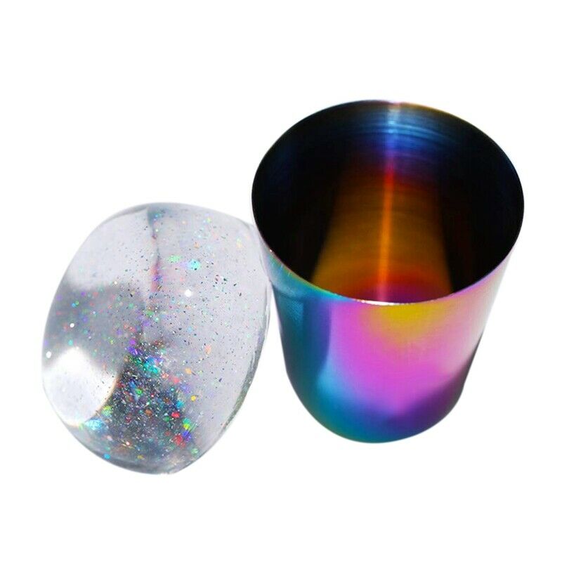 Nail Stamper Holographic Head Colorful Handle Shining Clear Silicone Stampe J4V3