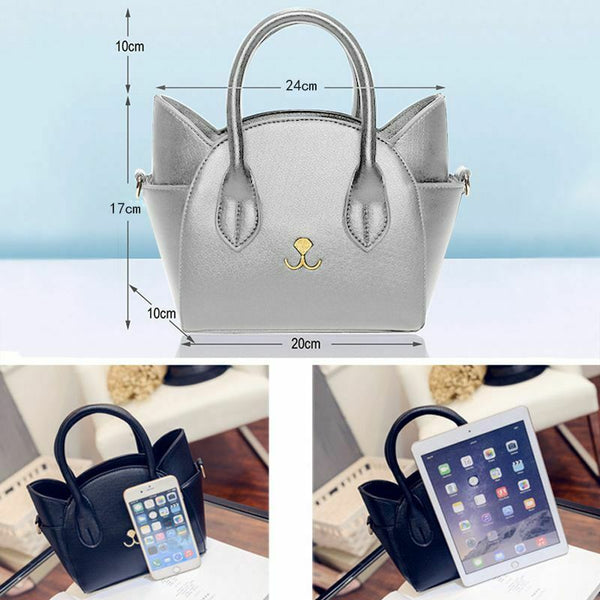 Fashion lovely women's pu leather top-handle shoulder bags female cute Cat  H7S5