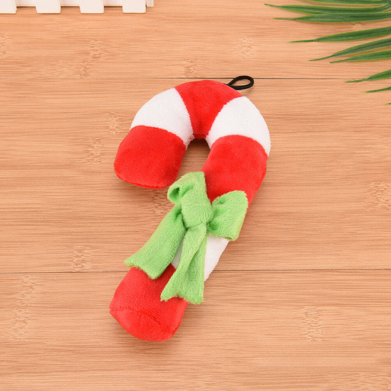 Christmas Cat Dog Pet Plush Toys Xmas Candy Color Squeaker Squeaky Crutch Sha JR