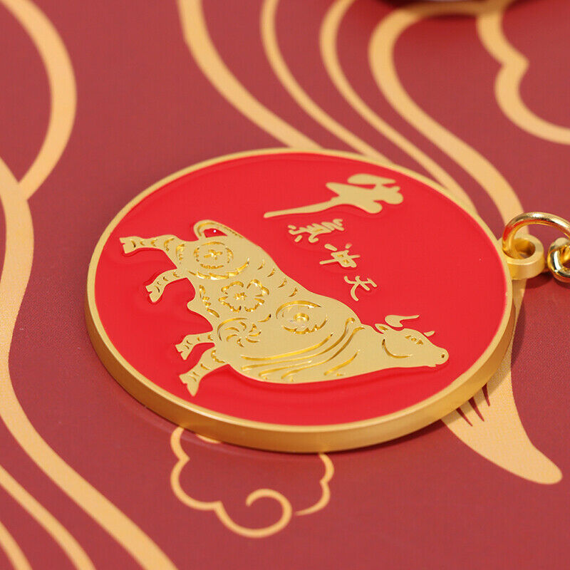 2021 Chinese Wind Ox Year Pendant Treasure Creative Fortune Car Keychain GiS Ew