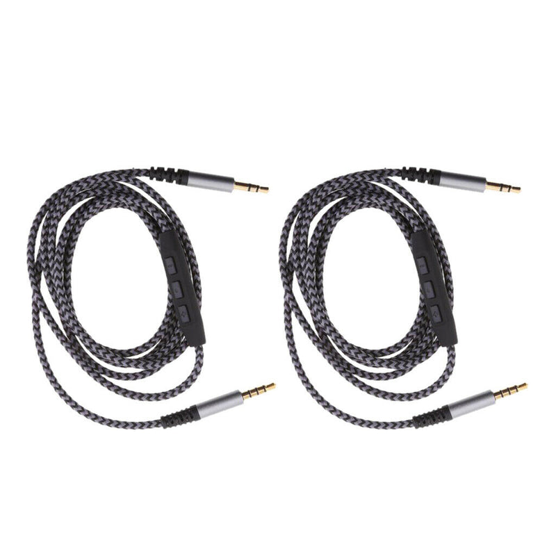 Set of 2 Universal 3.5mm Stereo Jack Audio Speaker Cable w/ Control Volume Line