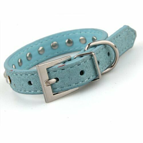 Blue PU Leather Dogs Cats Pets Puppy Neck Safety Collars XS
